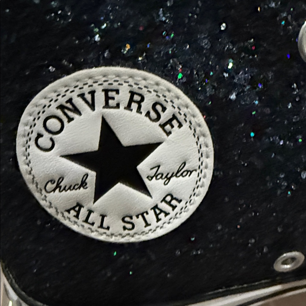 Converse Women’s Glittery Black High-Tops - Picture 2 of 8